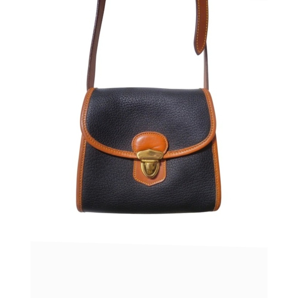 Dooney & Bourke Vintage All Weather Leather Crossbody Bag Black Tan EUC